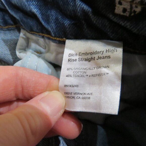 REFORMATION Dice Embroidery High Rise Straight Jeans Vegas Cropped Size 30 - Picture 16 of 16